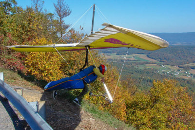 Hang glider taking off