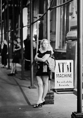 young woman on Park Ave nik es bw
