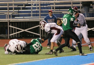 Chris Perry gets Seton inside the five yard line after a big pass reception
