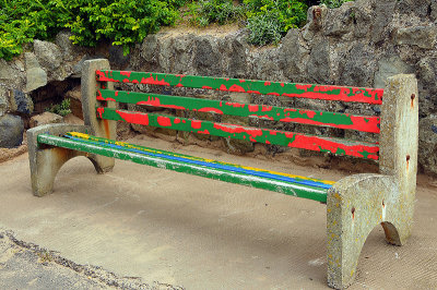 Bright bench at the beach