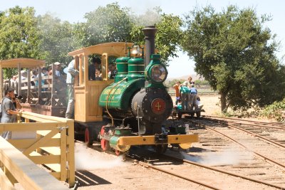 Deanna Pulling into Ardenwood Station- note handcar