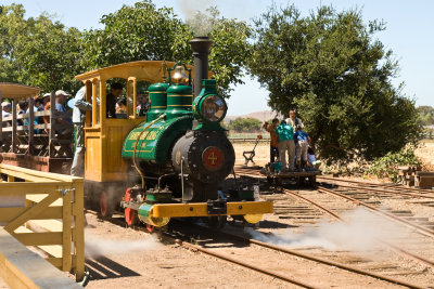 Deanna Pulling into Ardenwood Station- note handcar