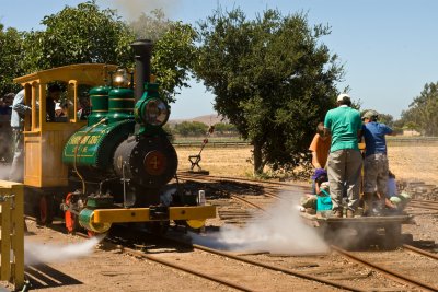 Deanna Pulling into Ardenwood Station- note handcar
