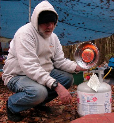 Ken fires up the heater