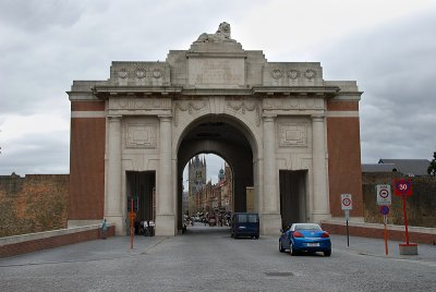 Entering Ypres through the Menin Gate