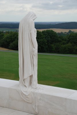 Mourning figure overlooks the battlefield at Vimy