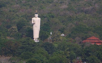 View from the top of Sigiriya Rock -Giant Buddha statue
