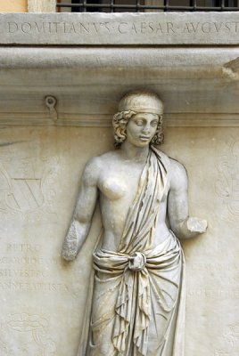 Domitianvs Caesar Avgvstus - bas relief statue from the Temple of Hadrian 145 AD