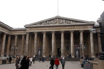 Main entrance of the British Museum with a Greek Revival faade