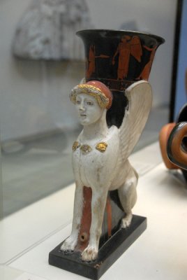 Rhyton (drinking vessel) in the shape of a sphinx, Athens ca 470 BC, attributed to Sotades