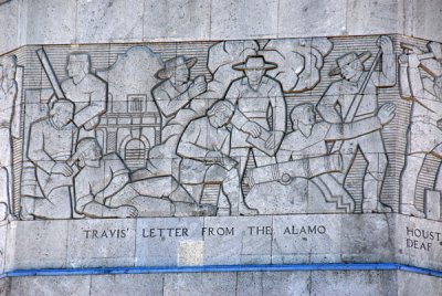 Relief on the San Jacinto Monument - Travis Letter from the Alamo
