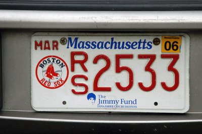 Massachusetts License Plate - Red Sox