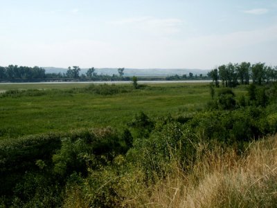 Verdant banks of the Upper Missouri River at Fort Union