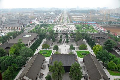 View south from the top of Big Wild Goose Pagoda, Da Cien Temple, Xian