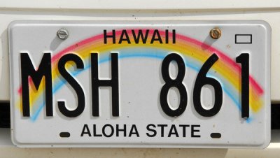 Hawaii license plate, the Aloha State