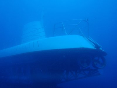 The Atlantis V submarine makes another pass over the reef