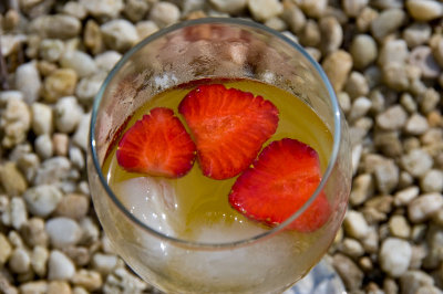 white wine sangria with strawberries