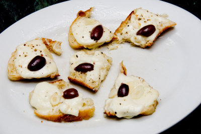 olive and cheese crostini