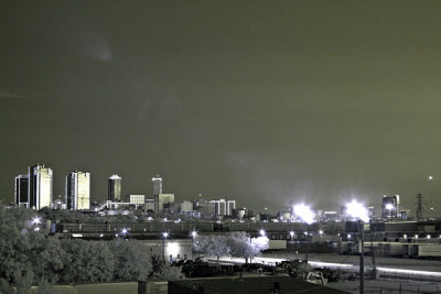 Skyline of Ft Worth, TX. at sunset in IR