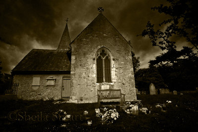 Church in Lissing, Hampshire,  in sepia