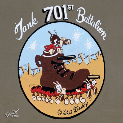 701st Battalion Cartoon on the Side of a Tank