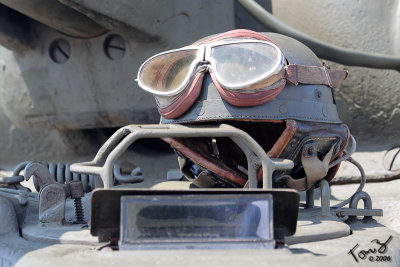 Goggles and Helmet on a Tank