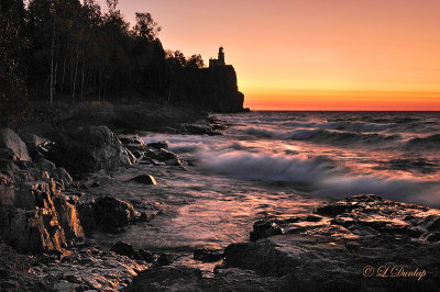 43.53 - Split Rock Lighthouse:  Red Dawn With Waves, Sept. 30th