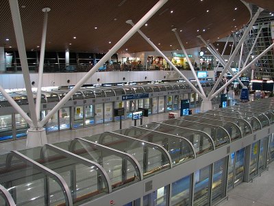 Inside KL Airport. Malaysia.Train system