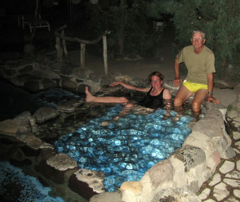 Richard with Martina in the hot springs at Doc Campbells New Mexico