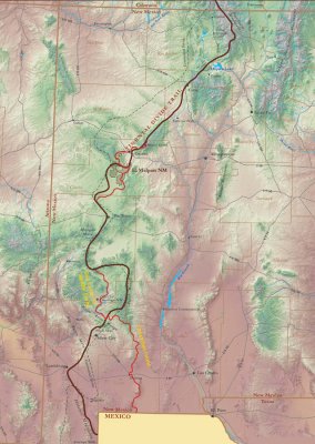 Map showing our hike through New Mexico