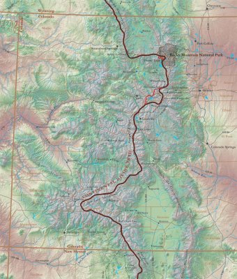 Map showing our hike through Colorado
