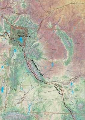 Map showing our hike through Wyoming