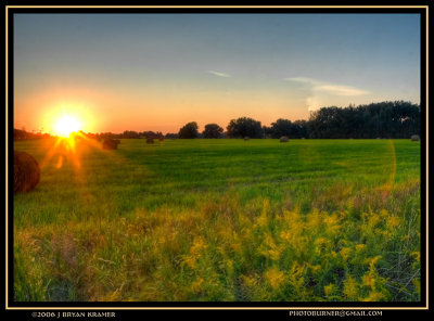 Hay field sunset