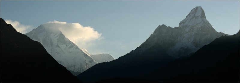 Morning view of Lhotse and Ama Dablam