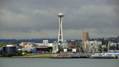 dark clouds over Space Needle