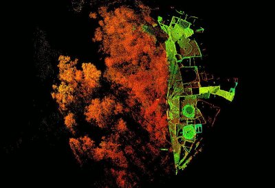 Spruce Tree House with laser survey by CyArk, top view