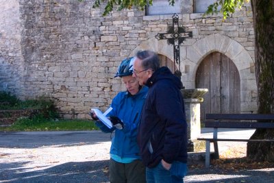 Susan and Dave consult the map---center of Mayrinhac