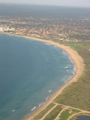 A view of the Sydney coastline as we approach the airport