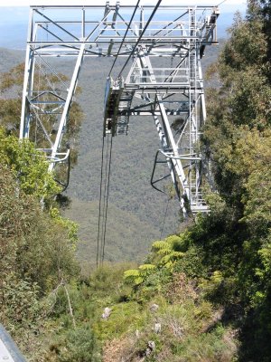 A view of the scenic cableway, which is the steepest aerial cable car in Australia