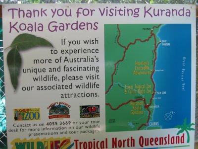 As we finish the train ride we enter Kuranda Koala Gardens