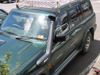 We saw these in Cairns a lot. This is a SUV outfitted with a snorkel so that you can drive through flooded roads