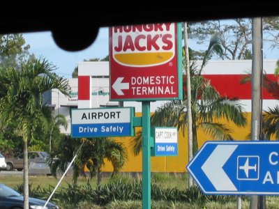 Burger King is called Hungry Jacks here just like Hardee's is called Carls Jr out west (this is their airport location)