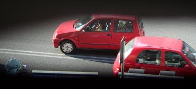 Rome cars from window through slats