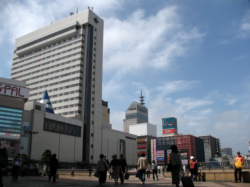 Stepping out of Sendai Station