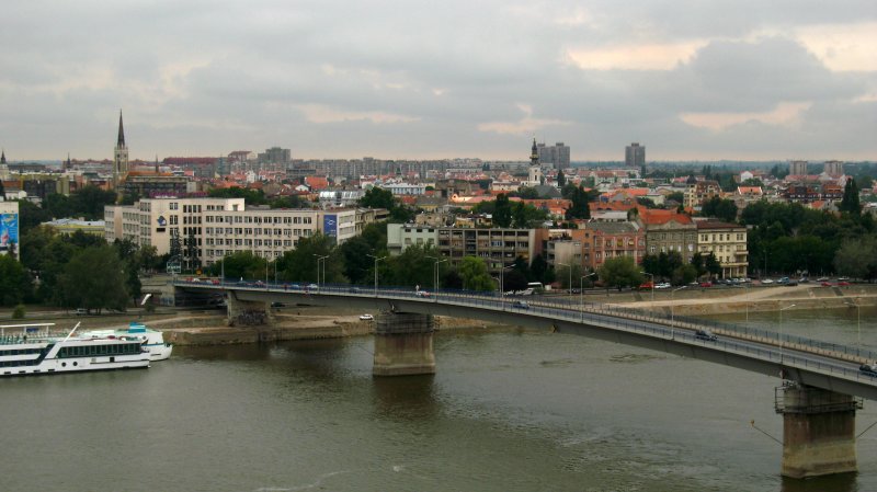 Varadin Bridge and central Novi Sad skyline