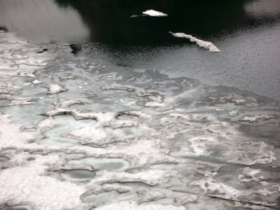 Sulfur-tainted ice on Mikuri-ga-ike