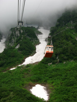 Passing cable car