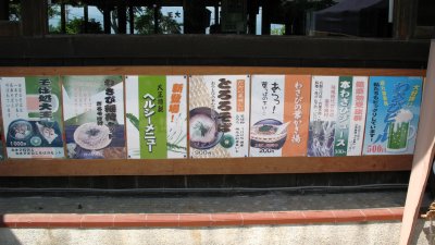 Menu of wasabi-related dishes