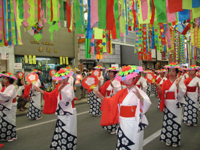 Arrival of the bon dancers