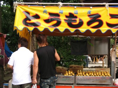 Stall selling grilled corn